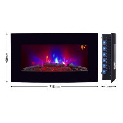 TruFlame 72cm black wall mounted electric fire